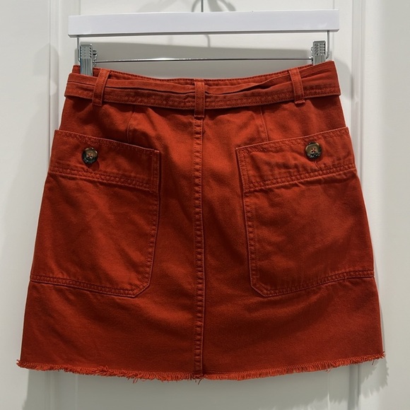 Anthropologie PILCRO Orange Denim Mini Skirt Sz 2 - Picture 3 of 6